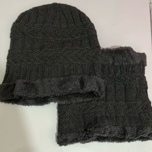 2pc set Knit style Beanie & Neck-Face cover Fleece lined NWOT